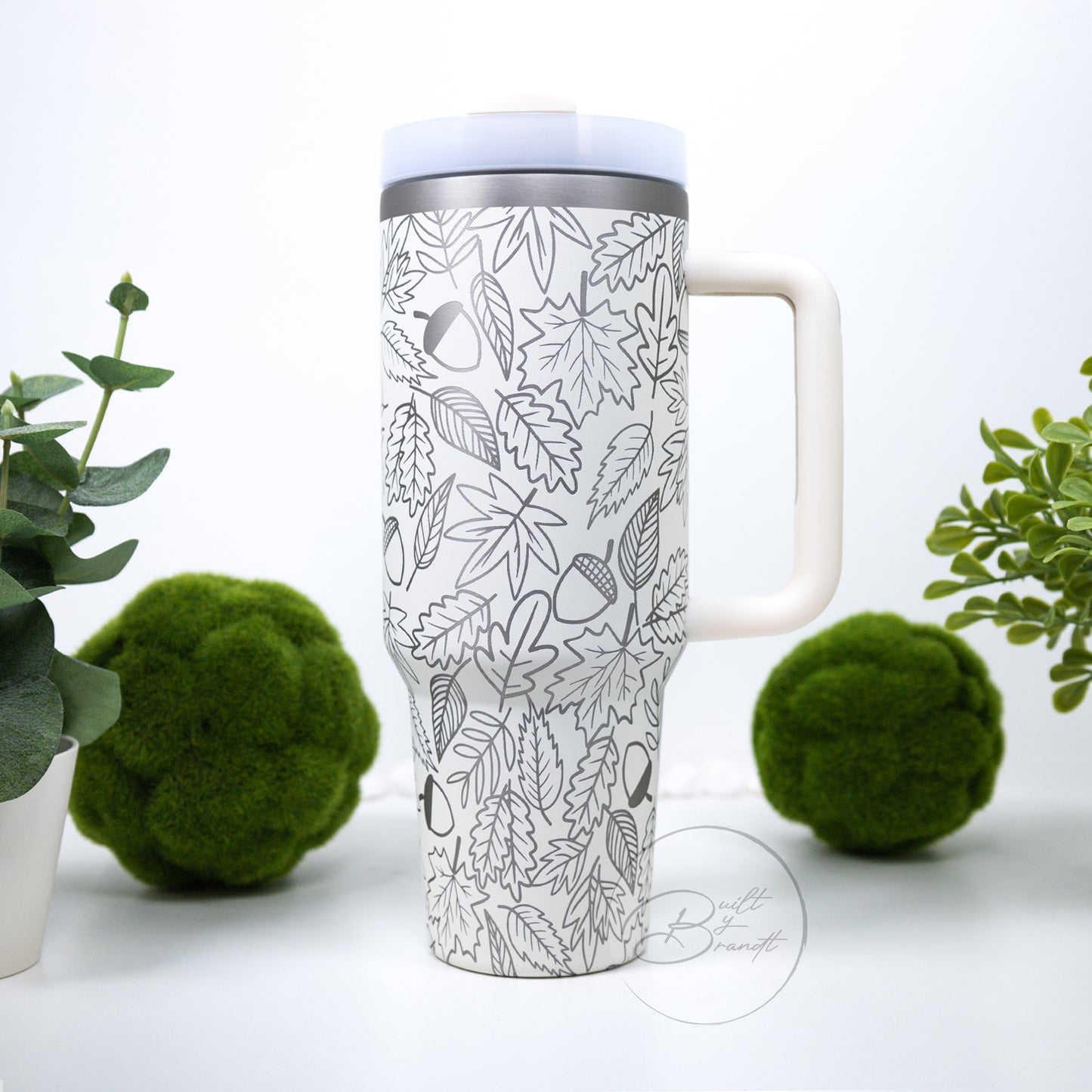 40oz Acorn and Leaves Tumbler with Lid and Straw