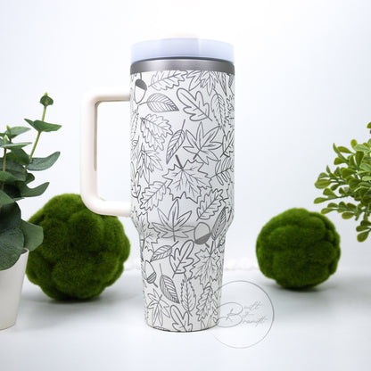 40oz Acorn and Leaves Tumbler with Lid and Straw