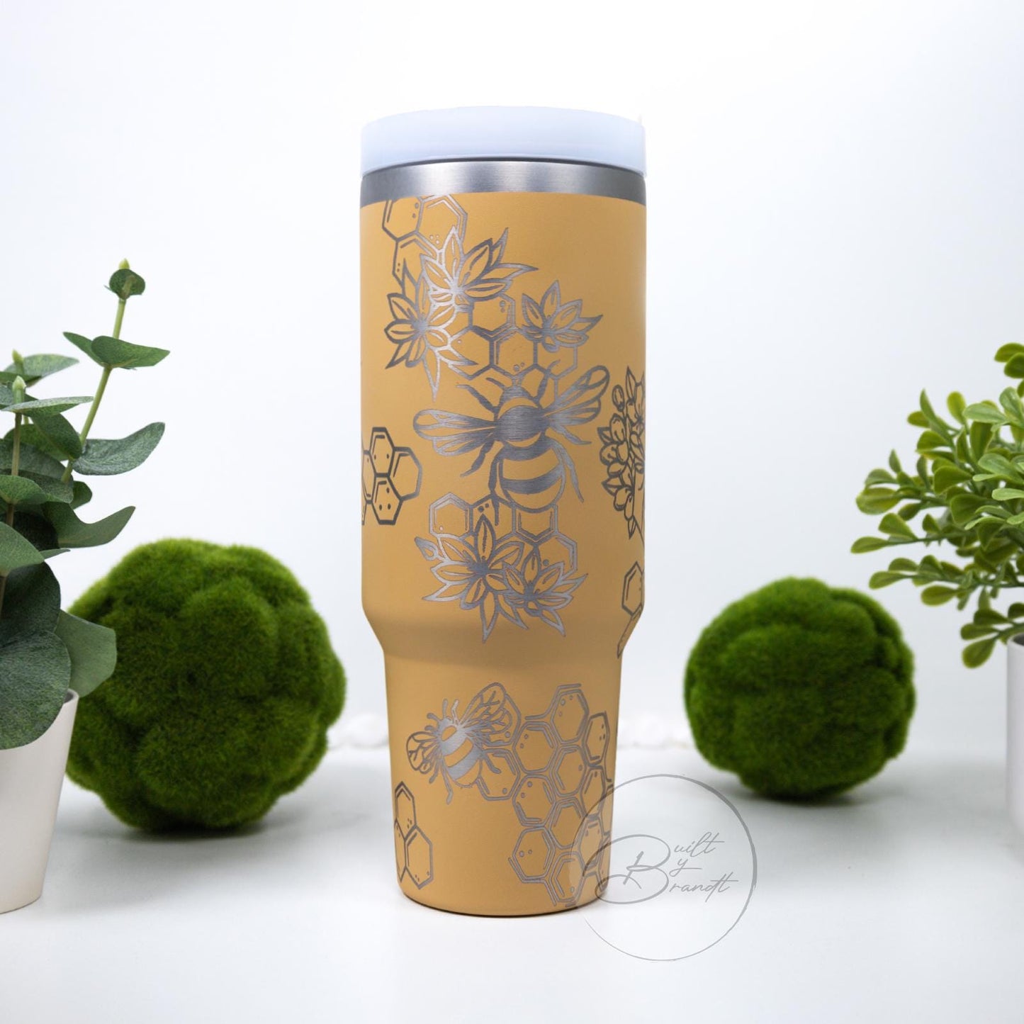 40oz Bee Tumbler with Lid and Straw